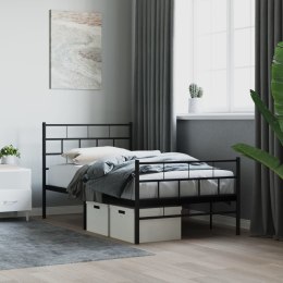 Metalowa rama łóżka z wezgłowiem i zanóżkiem, czarna, 100x200cm  Lumarko!