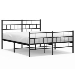 Metalowa rama łóżka z wezgłowiem i zanóżkiem, czarna, 150x200cm Lumarko!