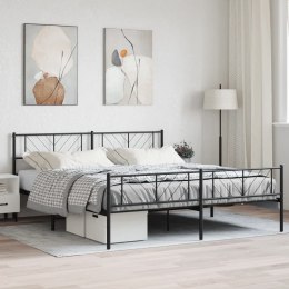 Metalowa rama łóżka z wezgłowiem i zanóżkiem, czarna, 193x203cm  Lumarko!