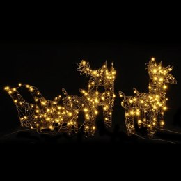 Świąteczne renifery z saniami, 240 ciepłych białych LED, rattan Lumarko!