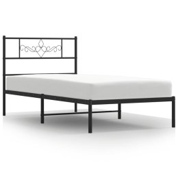 Metalowa rama łóżka z wezgłowiem, czarna, 75x190 cm Lumarko!