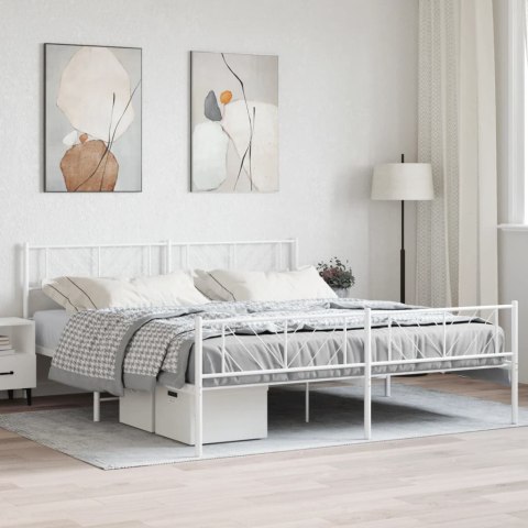 Metalowa rama łóżka z wezgłowiem i zanóżkiem, biała, 183x213 cm Lumarko!