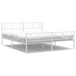Metalowa rama łóżka z wezgłowiem i zanóżkiem, biała, 183x213 cm  Lumarko!