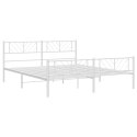 Metalowa rama łóżka z wezgłowiem i zanóżkiem, biała, 200x200 cm  Lumarko!
