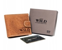 Skórzany portfel męski na zatrzask — Always Wild Lumarko!