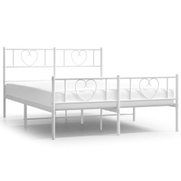 Metalowa rama łóżka z wezgłowiem i zanóżkiem, biała, 120x190 cm Lumarko!