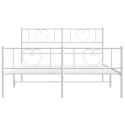 Metalowa rama łóżka z wezgłowiem i zanóżkiem, biała, 135x190 cm Lumarko!