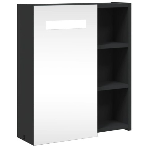 Szafka łazienkowa z lustrem i LED, czarna, 45x13x52 cm Lumarko! XXX
