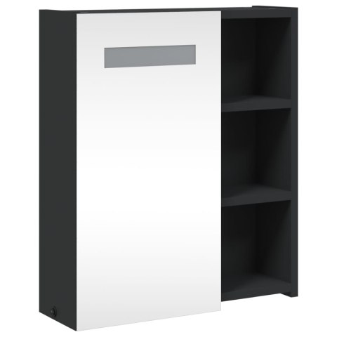Szafka łazienkowa z lustrem i LED, czarna, 45x13x52 cm Lumarko! XXX