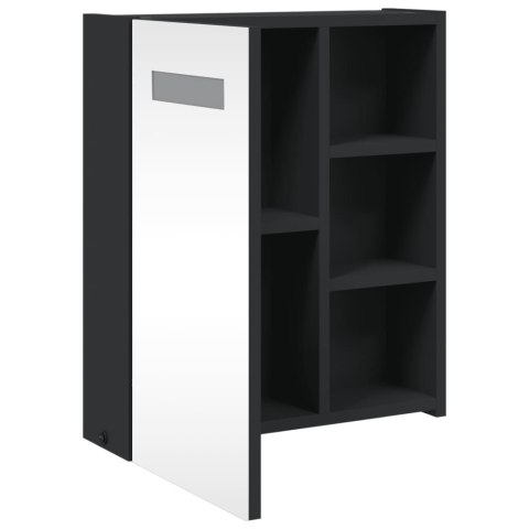 Szafka łazienkowa z lustrem i LED, czarna, 45x13x52 cm Lumarko! XXX
