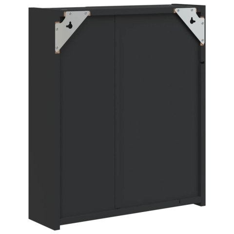 Szafka łazienkowa z lustrem i LED, czarna, 45x13x52 cm Lumarko! XXX