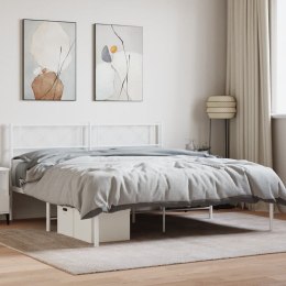 Metalowa rama łóżka z wezgłowiem, biała, 150x200 cm Lumarko!