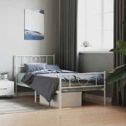 Metalowa rama łóżka z wezgłowiem i zanóżkiem, biała, 100x190 cm Lumarko!