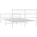 Metalowa rama łóżka z wezgłowiem i zanóżkiem, biała, 140x200 cm Lumarko!