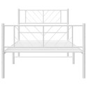 Metalowa rama łóżka z wezgłowiem i zanóżkiem, biała, 100x200 cm Lumarko!