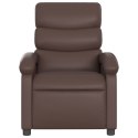 Rozkładany fotel masujący, brązowy, obity sztuczną skórą Lumarko!