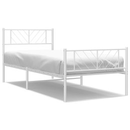 Metalowa rama łóżka z wezgłowiem i zanóżkiem, biała, 100x190 cm Lumarko!