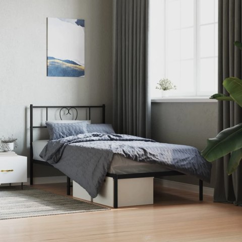 Metalowa rama łóżka z wezgłowiem, czarna, 75x190 cm Lumarko!