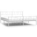 Metalowa rama łóżka z wezgłowiem i zanóżkiem, biała, 200x200 cm Lumarko!