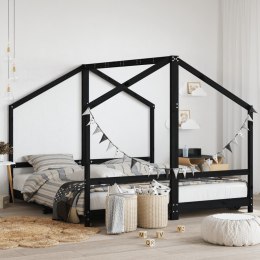 Rama łóżka dziecięcego, czarna, 2x(90x190) cm, drewno sosnowe Lumarko!