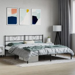 Metalowa rama łóżka z wezgłowiem, czarna, 183x213 cm Lumarko!