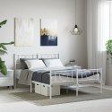 Metalowa rama łóżka z wezgłowiem i zanóżkiem, biała, 150x200 cm Lumarko!
