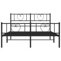 Metalowa rama łóżka z wezgłowiem i zanóżkiem, czarna, 135x190cm Lumarko!