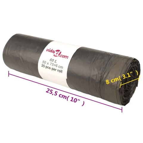 Worki na śmieci, ściągane taśmą, 250 szt., czarne, 60 L Lumarko!