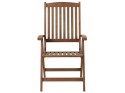 Zestaw 2 krzeseł ogrodowych drewno akacjowe z poduszkami szarymi AMANTEA Lumarko!