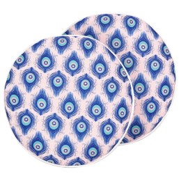 2 poduszki ogrodowe w pawie oczka ⌀ 40 cm niebieski z różowym CERIANA Lumarko!