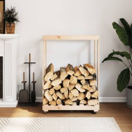 Stojak na drewno, z kółkami, 76,5x40x108 cm, drewno sosnowe Lumarko!