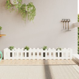 Rabata ogrodowa z płotkiem, biała, 200x30x30 cm, drewno sosnowe Lumarko!