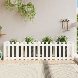 Rabata ogrodowa z płotkiem, biała, 200x50x50 cm, drewno sosnowe Lumarko!