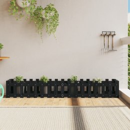 Rabata ogrodowa z płotkiem, czarna, 200x30x30cm, drewno sosnowe Lumarko!