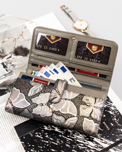 Duży portfel damski ze skóry naturalnej na zatrzask — Peterson Lumarko!