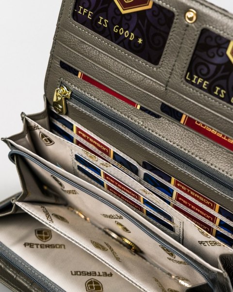 Duży portfel damski ze skóry naturalnej na zatrzask — Peterson Lumarko!