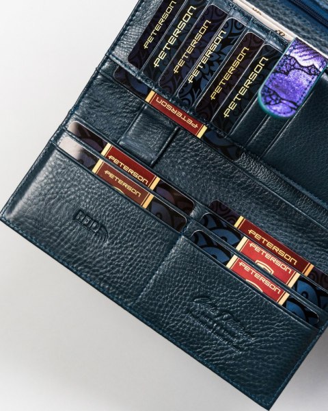 Duży portfel damski ze skóry naturalnej na zatrzask — Peterson Lumarko!