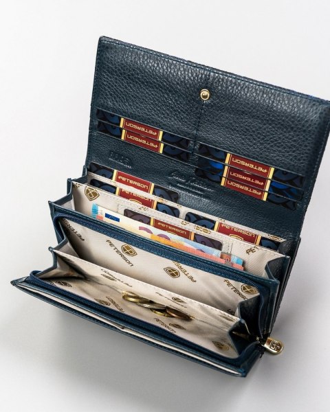 Duży, skórzany portfel damski na zatrzask — Peterson Lumarko!