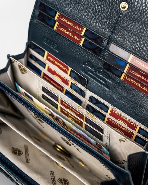 Duży, skórzany portfel damski na zatrzask — Peterson Lumarko!