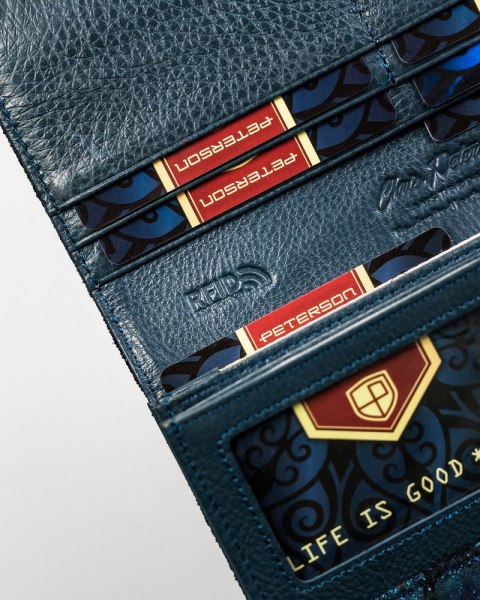 Duży, skórzany portfel damski na zatrzask — Peterson Lumarko!