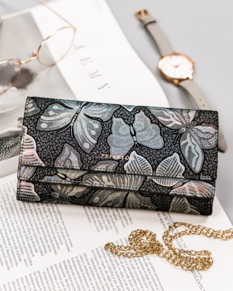 Duży, skórzany portfel damski na zatrzask i bigiel — Peterson Lumarko!