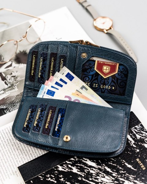 Skórzany Portfel Damski Zdobiony Holograficznymi Motylami Lumarko!