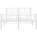 Metalowa rama łóżka z wezgłowiem i zanóżkiem, biała, 120x190 cm Lumarko!