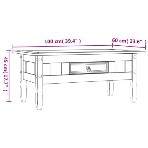  Stolik kawowy w meksykańskim stylu Corona, sosna, 100x60x45 cm Lumarko!