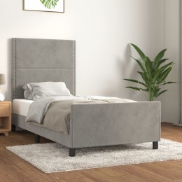 Rama łóżka z zagłówkiem, jasnoszara, 100x200 cm, aksamitna Lumarko!