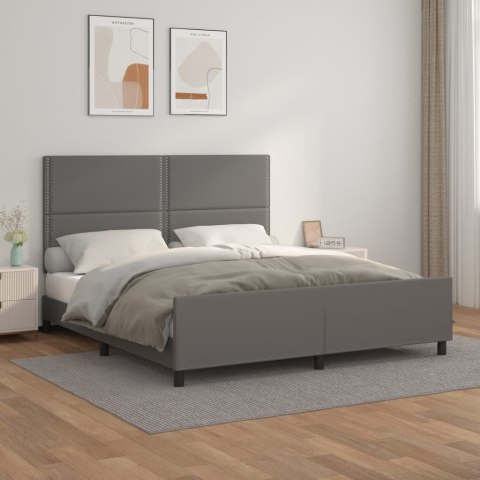 Rama łóżka z zagłówkiem, szara, 180x200cm, obite sztuczną skórą Lumarko!