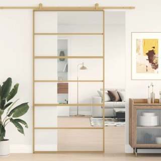 VidaXL Drzwi przesuwne, złote, 102,5x205 cm, przezroczyste szkło ESG