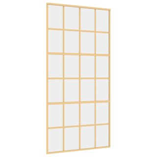 VidaXL Drzwi przesuwne, złote, 102,5x205 cm, przezroczyste szkło ESG