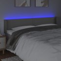 Zagłówek do łóżka z LED, szary, 183x16x78/88 cm sztuczna skóra Lumarko!