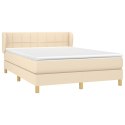 Łóżko kontynentalne z materacem, kremowe, tkanina, 140x190 cm Lumarko!